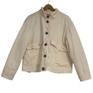 Bagatelle Cream Corduroy Utility Jacket in Size L  Cropped Relax Fit